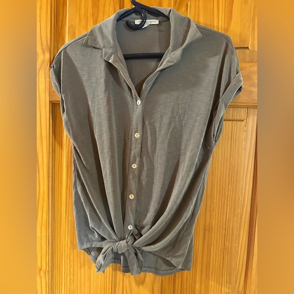 Green Envelope Charcoal Blouse
